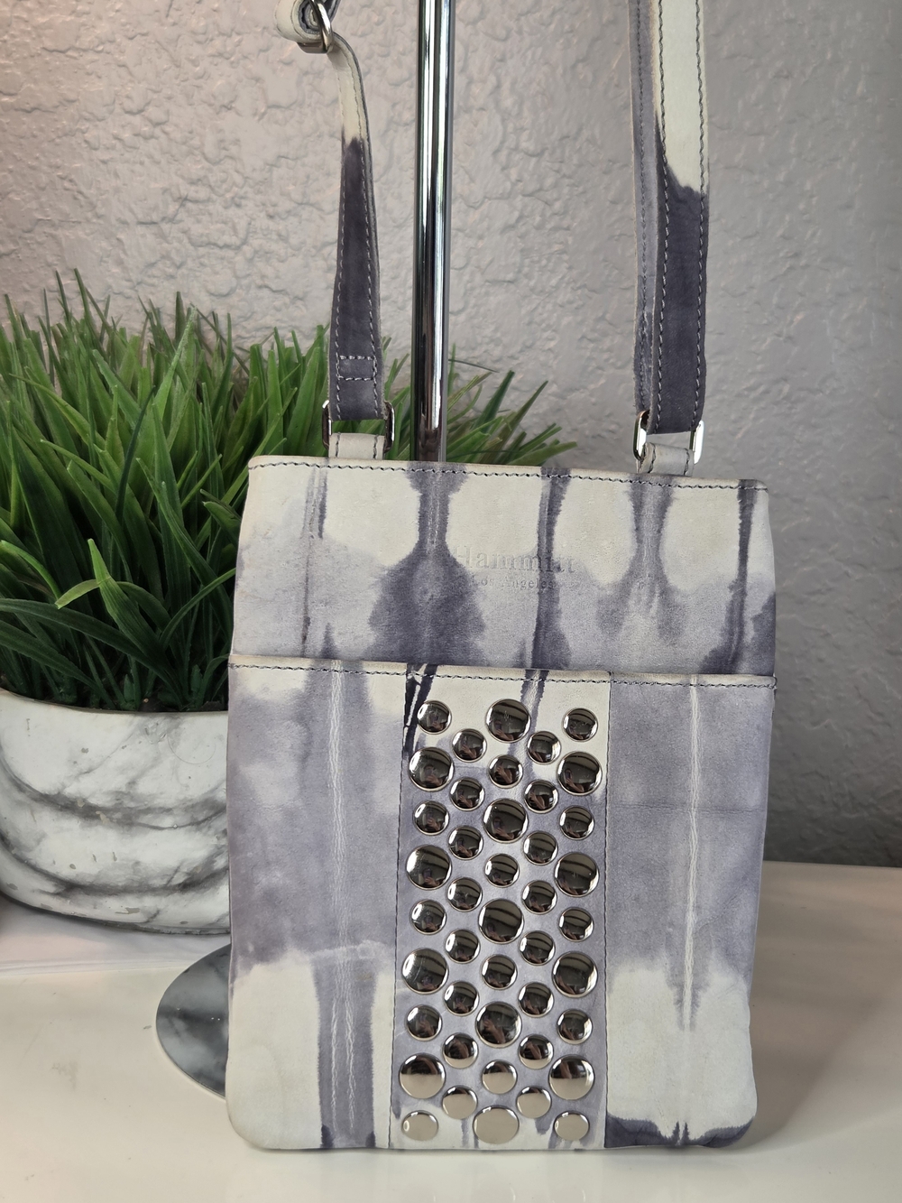 Hammitt Rare Tie Dye Leather Studded Crossbody Bag Silver Rivets EUC